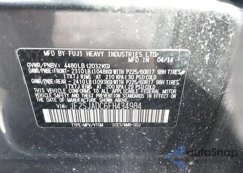 2015 Subaru Forester 2.5I Premium из США, поврежденный, VIN JF2SJADC6FH434984